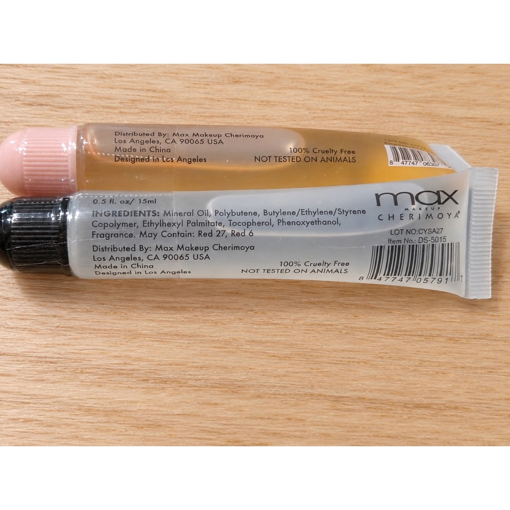 Max Makeup Cherimoya Lip Gloss Set Ultra Shine Pink Jelly Peach & Clear Gloss - Picture 3 of 3
